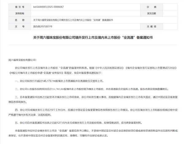 股票配资亲身经历 周六福港股IPO获中国证监会备案